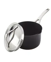 Anolon Nouvelle Copper Luxe Hard-Anodized Nonstick Straining Saucepan, 3.5-Quart, Onyx