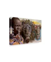 D. Rusty Rust 'Africa Lions' Canvas Art - 30" x 47"