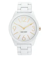 Nine West Women's Quartz Matte White Alloy Link Bracelet Watch, 42mm