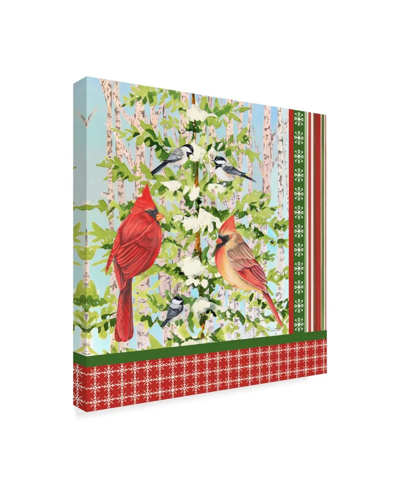 Jean Plout 'Christmas Birds 2' Canvas Art - 18" x 18"