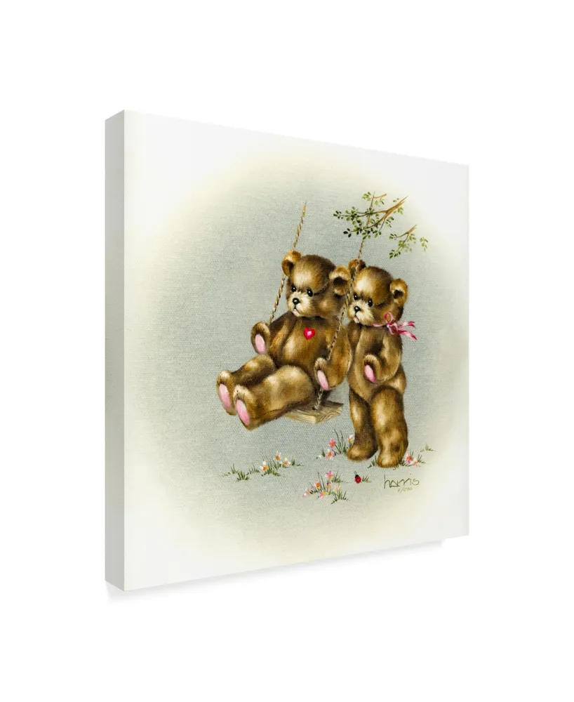 Peggy Harris 'Teddy Bears Picnic 2' Canvas Art - 14" x 14"
