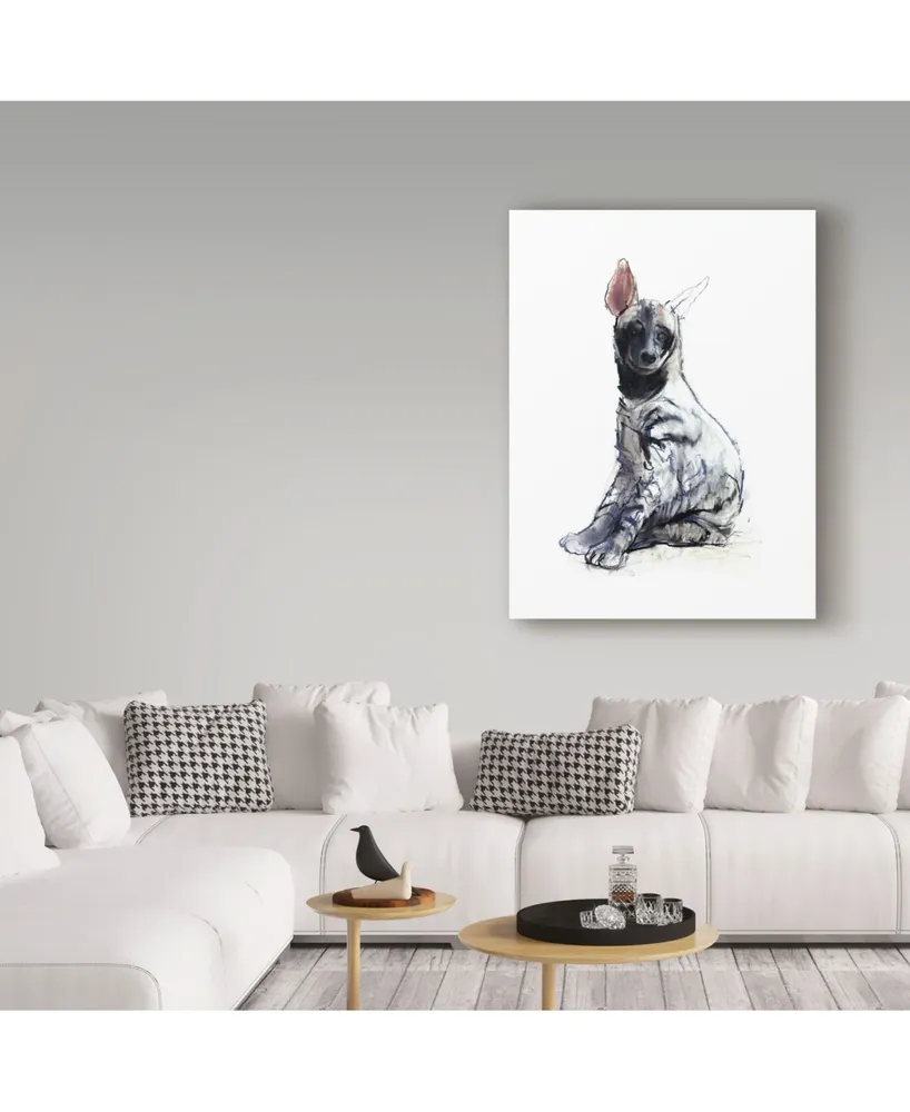 Mark Adlington 'Striped Hyena Pup Seated' Canvas Art - 18" x 24"