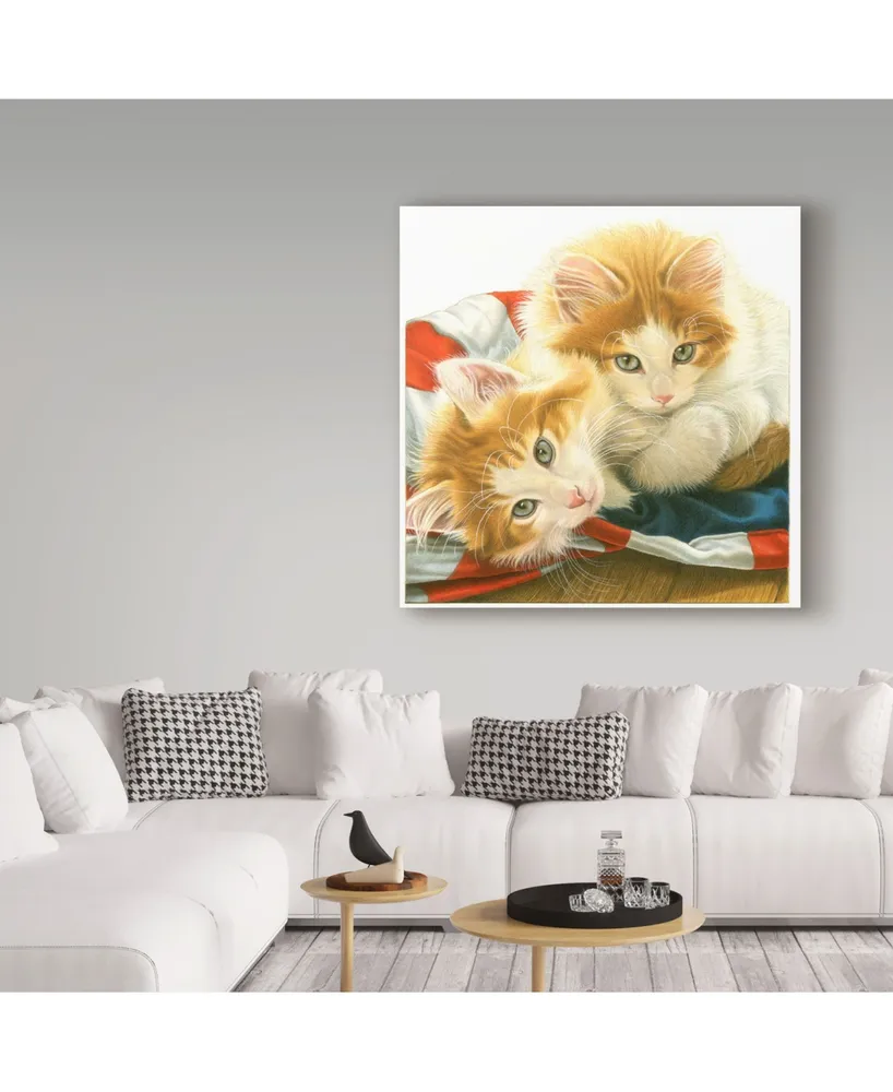 Francien Van Westering 'Orange Kittens' Canvas Art - 14" x 14"