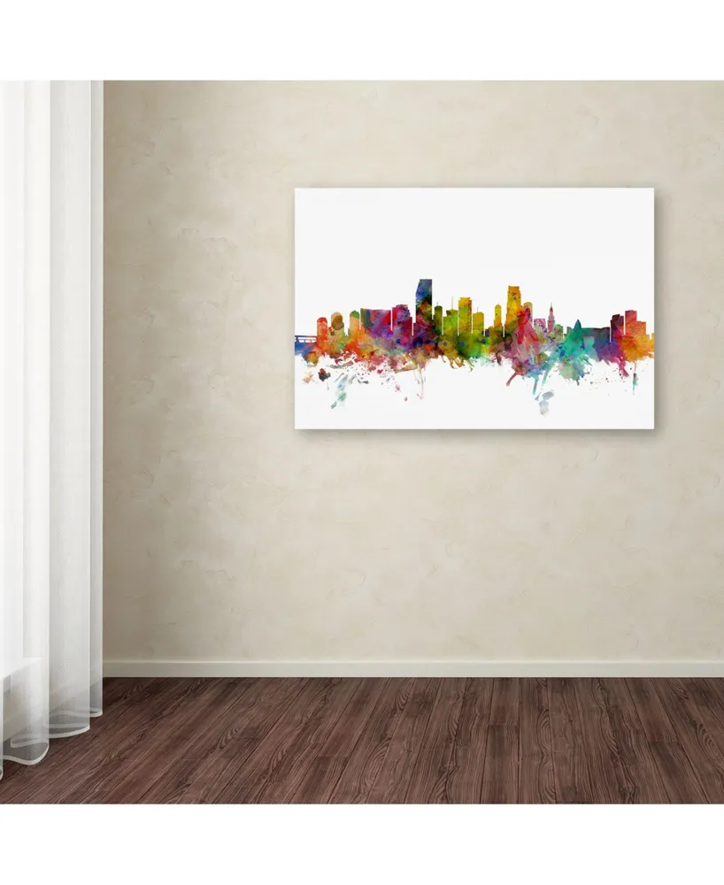 Michael Tompsett 'Miami Florida Skyline' Canvas Art - 22" x 32"