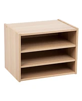 Iris Usa Tachi Modular Wood Stacking Storage Box with Shelf, Light Brown