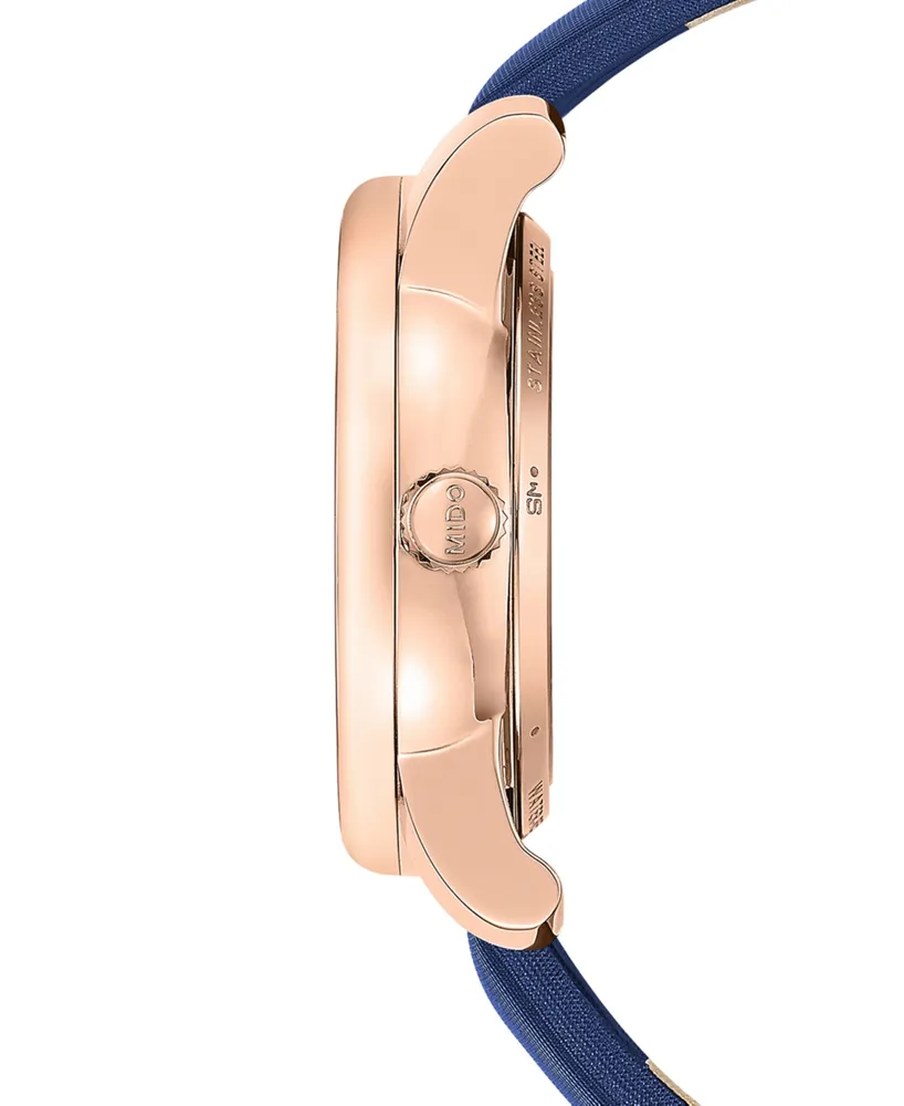 Mido Women's Swiss Automatic Baroncelli Blue Fabric Strap Watch 33mm