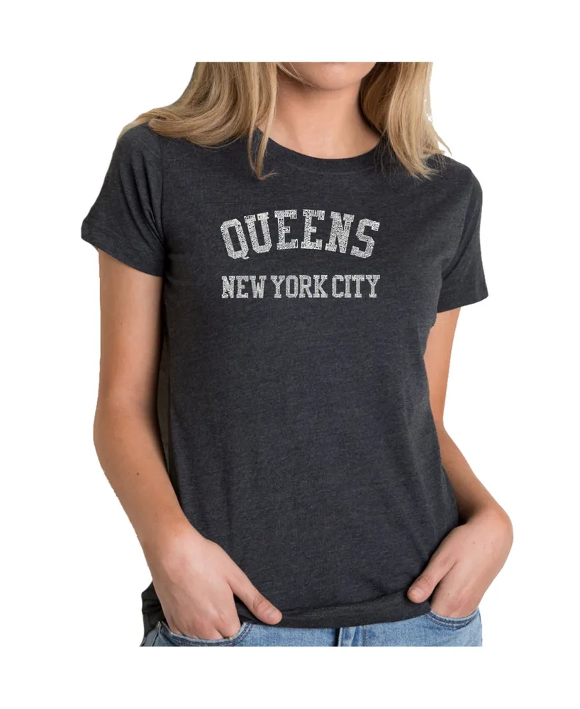 Women's Premium Word Art T-Shirt - Popular Queens Neighborhoods