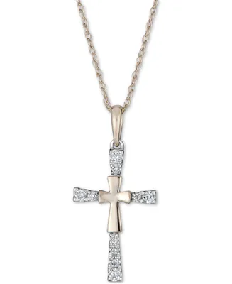 Diamond Cross 18" Pendant Necklace (1/10 ct. t.w.) in 14k Gold