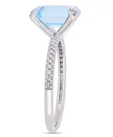 Blue Topaz (-/ ct.t.w.) and Diamond (1/10 Ring 10k White Gold