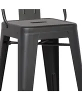 Ac Pacific Industrial Metal Barstools with Bucket Back and 4 Legs