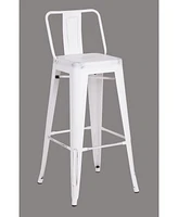 Ac Pacific Industrial Metal Barstools with Bucket Back and 4 Legs, Set of 2