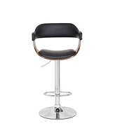 Ac Pacific Contemporary Swivel Adjustable Barstool with Padded Armrests