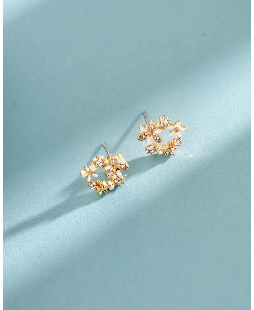 lonna & lilly Crystal Flower Open Stud Extra Small Earrings