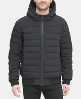 Dkny Men's Quilted Hooded Bomber Jacket