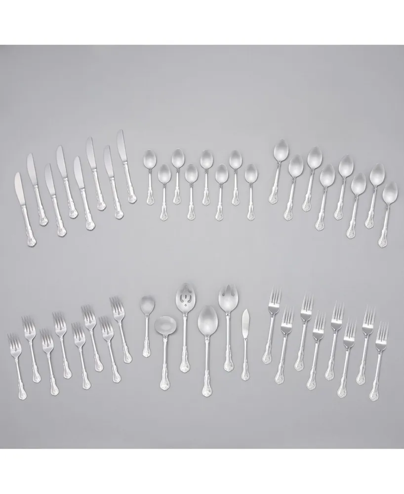 Riverridge Bouquet 46 Piece Monogrammed Flatware Set - I, Service for 8