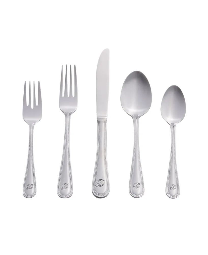 Riverridge Beaded 46 Piece Monogrammed Flatware Set - D, Service for 8