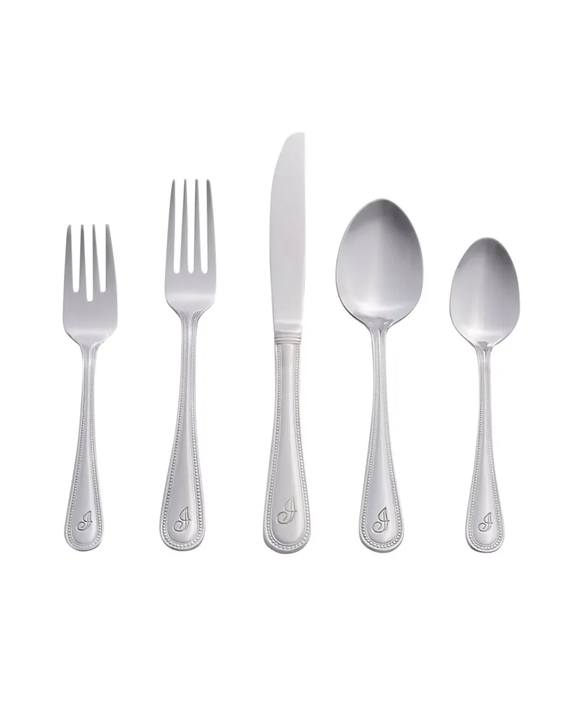 Riverridge Beaded 46 Piece Monogrammed Flatware Set - I, Service for 8