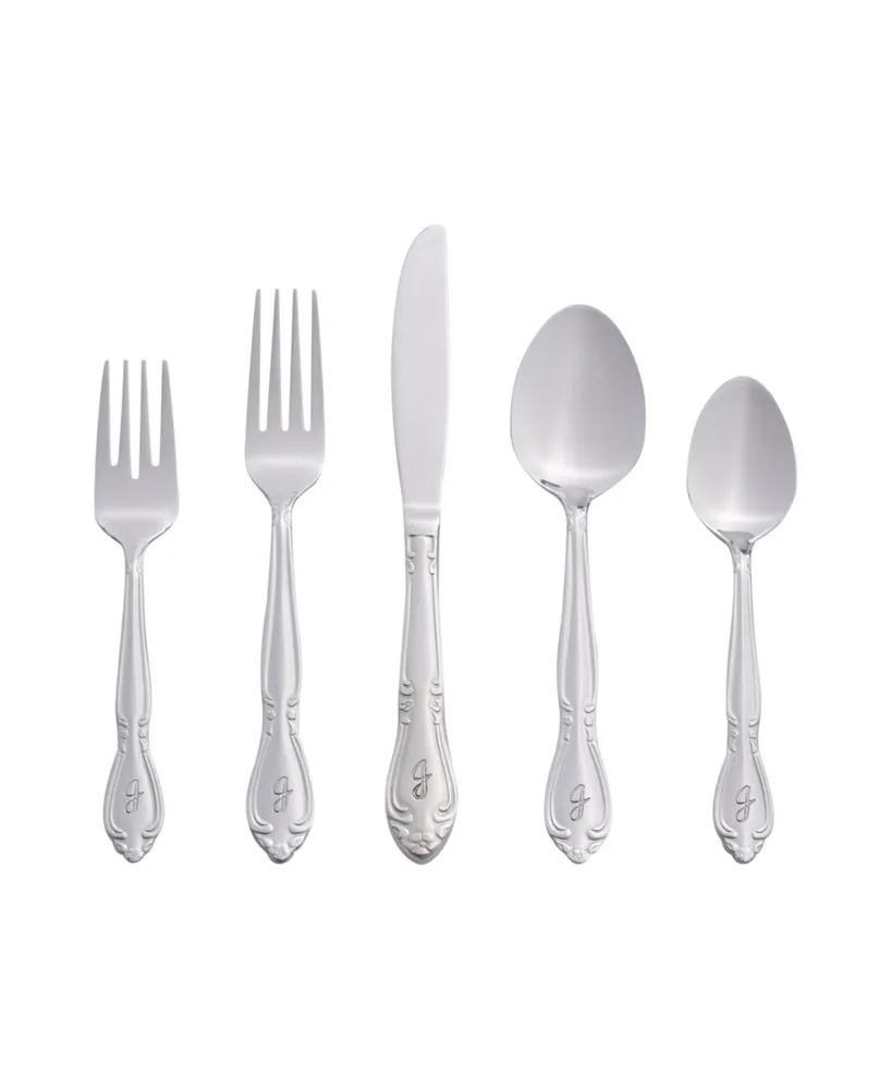 Riverridge Rose 46 Piece Monogrammed Flatware Set - J, Service for 8