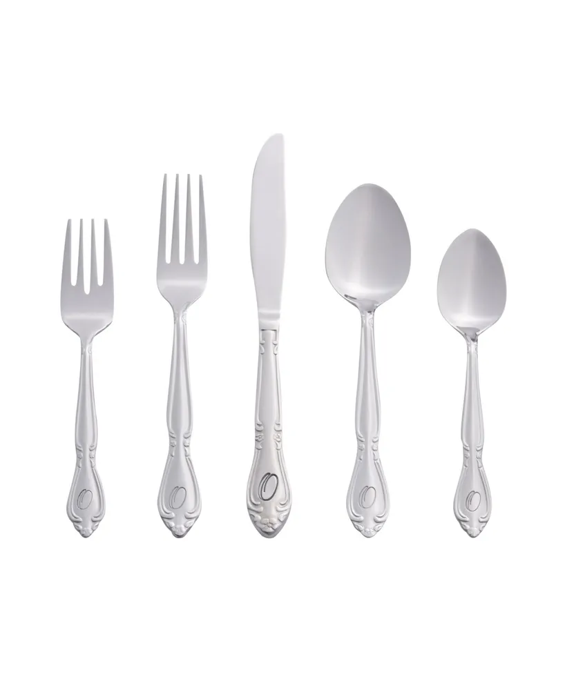 Riverridge Rose 46 Piece Monogrammed Flatware Set - O, Service for 8