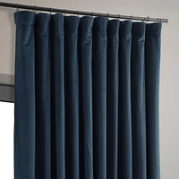 Half Price Drapes Midnight Blue Signature Extra Wide Velvet Blackout Curtain