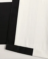 Half Price Drapes Onyx Black & Off White Horizontal Striped Printed Cotton Room Darkening Curtain