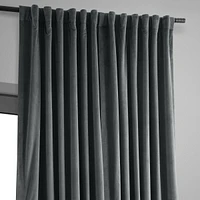 Half Price Drapes Natural Grey Signature Extra Wide Velvet Blackout Curtain