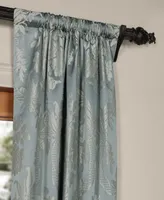 Half Price Drapes Magdelena Blue & Steel Damask Faux Silk Jacquard Room Darkening Curtain