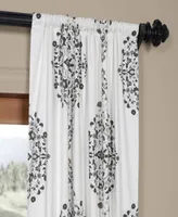 Half Price Drapes Kerala Cocoa Emblem Printed Cotton Room Darkening Curtain