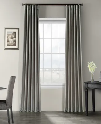 Half Price Drapes Silver Vintage Textured Faux Dupioni Silk Curtain