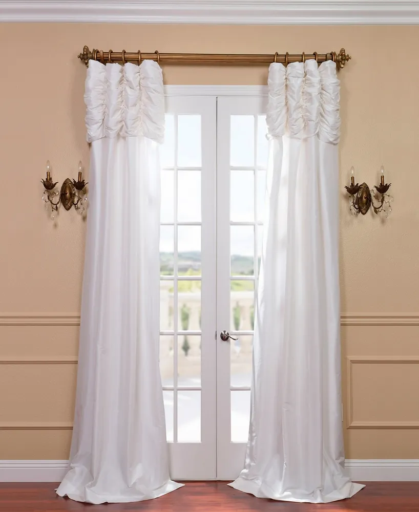 Half Price Drapes Eggshell Ruched Solid Faux Silk Taffeta Room Darkening Curtain