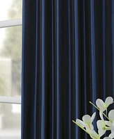 Half Price Drapes Navy Blue Faux Silk Taffeta Blackout Curtain