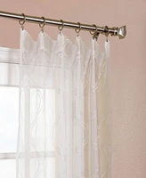 Half Price Drapes Florentina White Embroidered Geometric Sheer Curtain