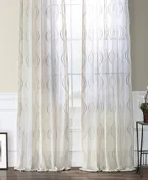 Half Price Drapes Suez Natural Embroidered Striped Patterned Faux Linen Sheer Curtain