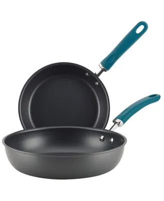 Rachael Ray Create Delicious Hard-Anodized Aluminum Nonstick Deep Skillet Twin Pack, 9.5" and 11.75" handles
