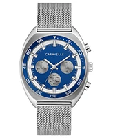 Caravelle Designed by Bulova Men's Chronograph Stainless Steel Mesh Bracelet Watch 40mm Box Set