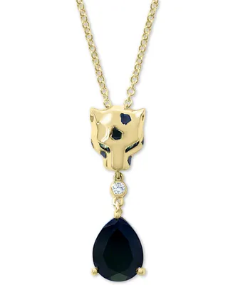 Effy Multi-Gemstone & Diamond Accent Panther Head 18" Pendant Necklace in 14k Gold