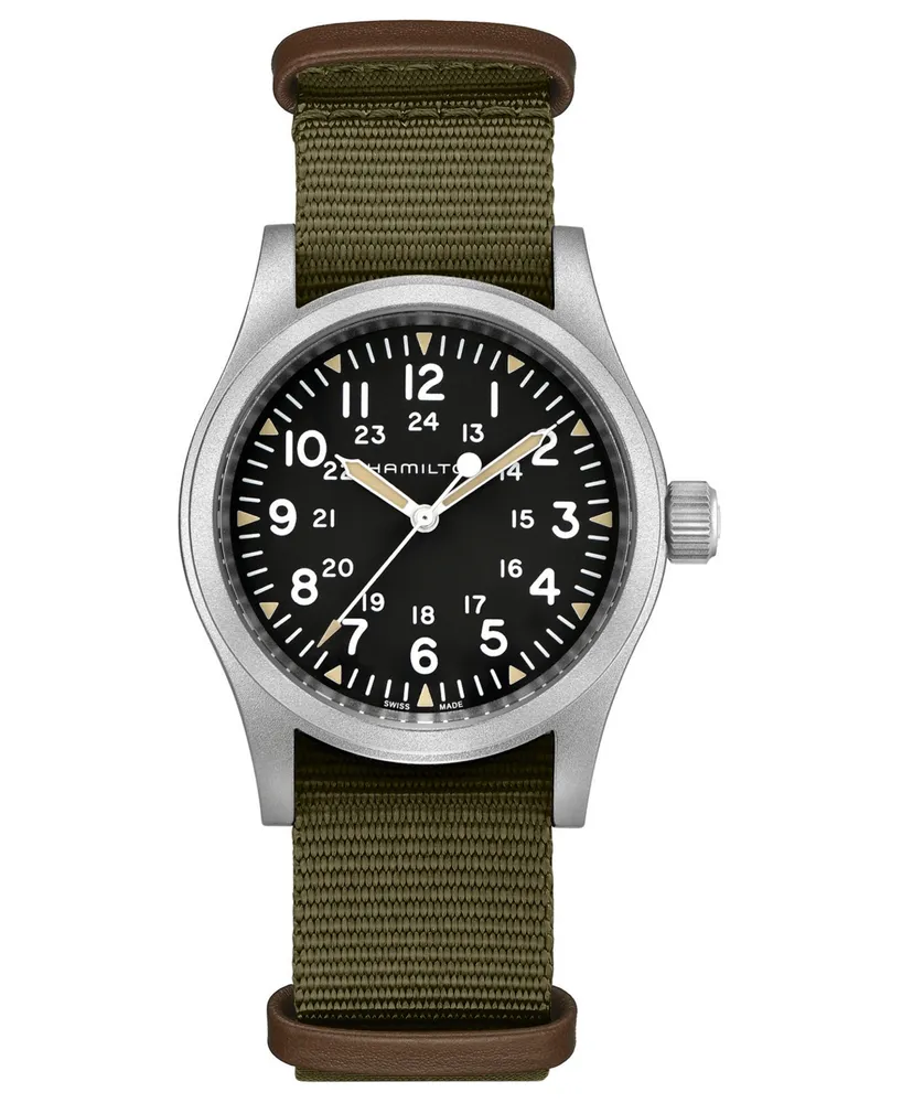 Hamilton Unisex Swiss Mechanical Khaki Field Green Nato Fabric Strap Watch 38mm