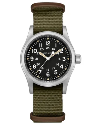 Hamilton Unisex Swiss Mechanical Khaki Field Green Nato Fabric Strap Watch 38mm