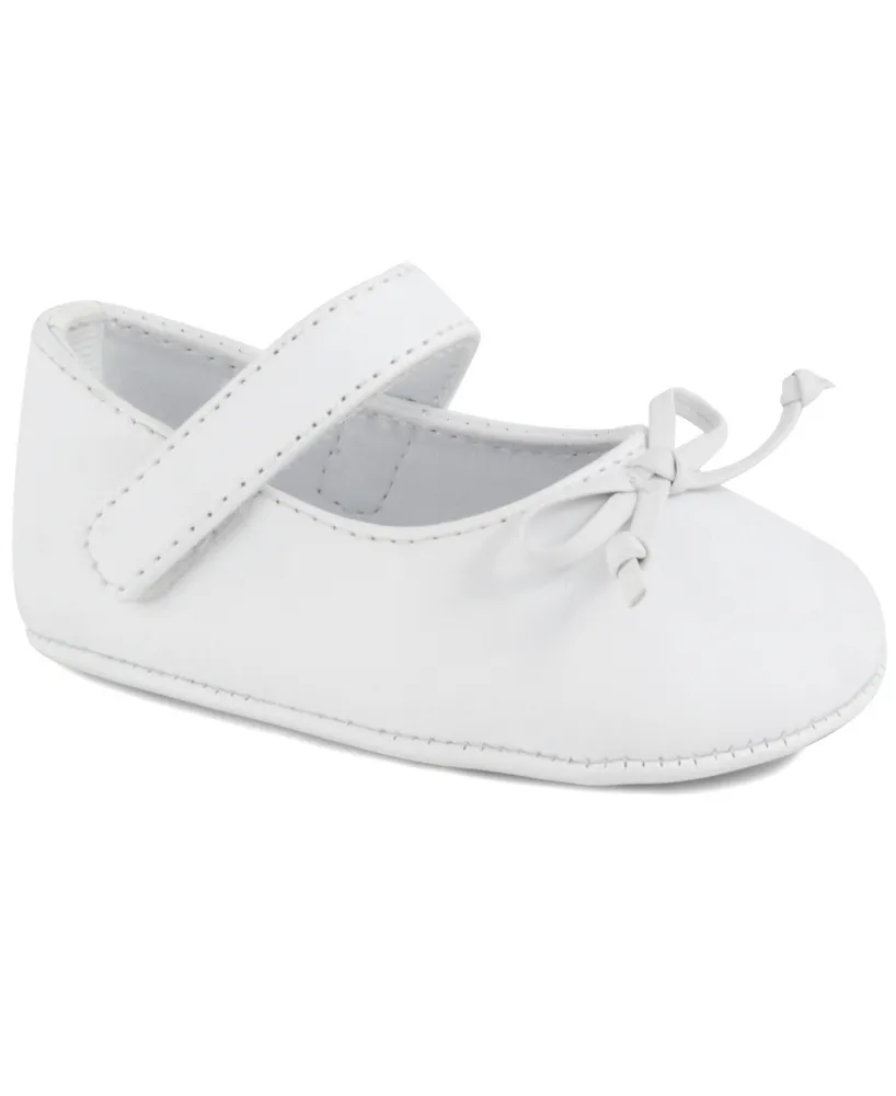 Baby Deer Baby Girl Leather-Like Skimmer with Spaghetti Bow Overlay