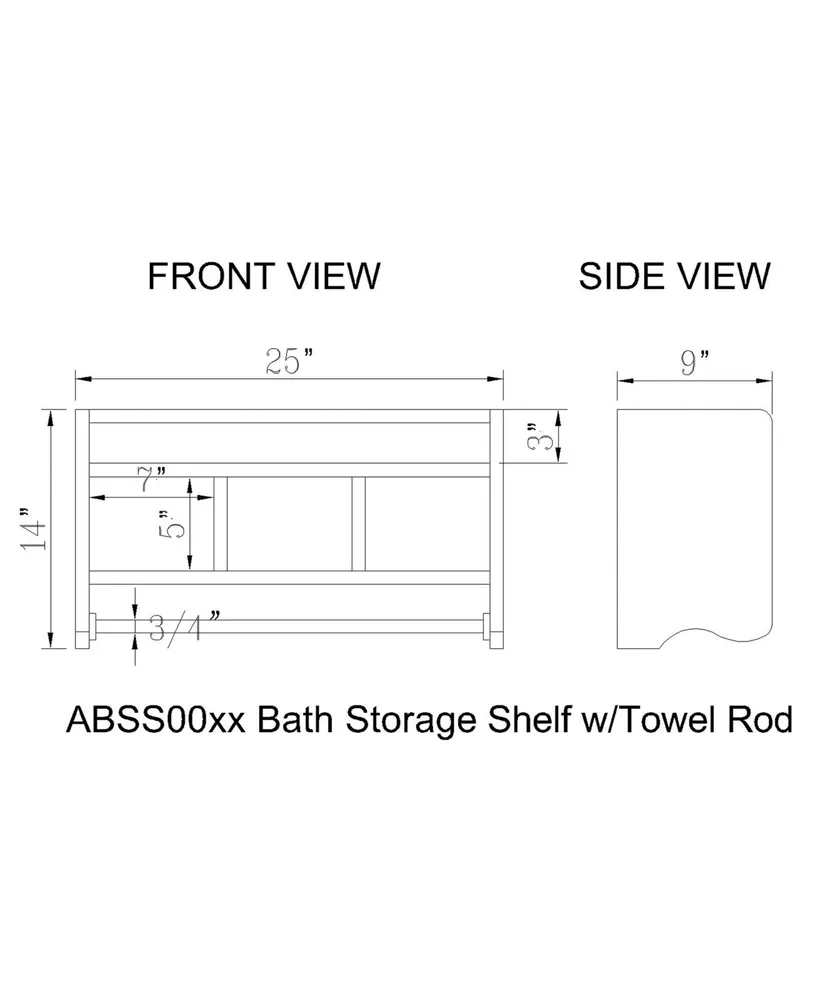 Alaterre Furniture 25" Bath Storage Shelf With Towel Rod