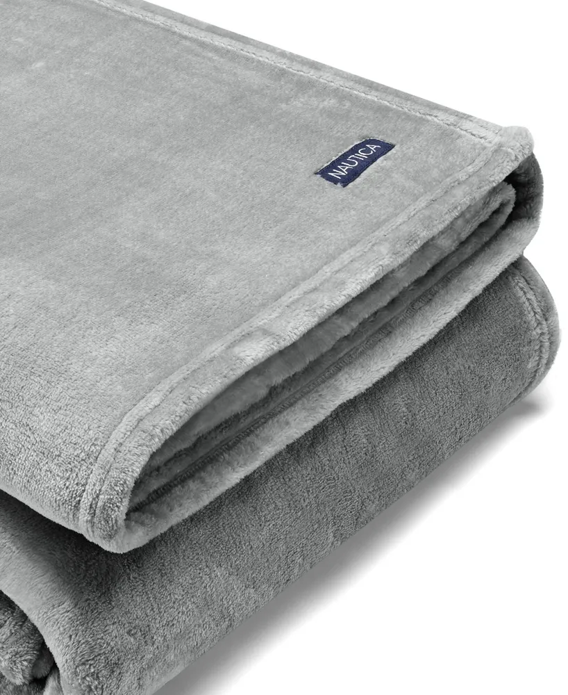 Nautica Solid Ultra Soft Plush Fleece Blanket