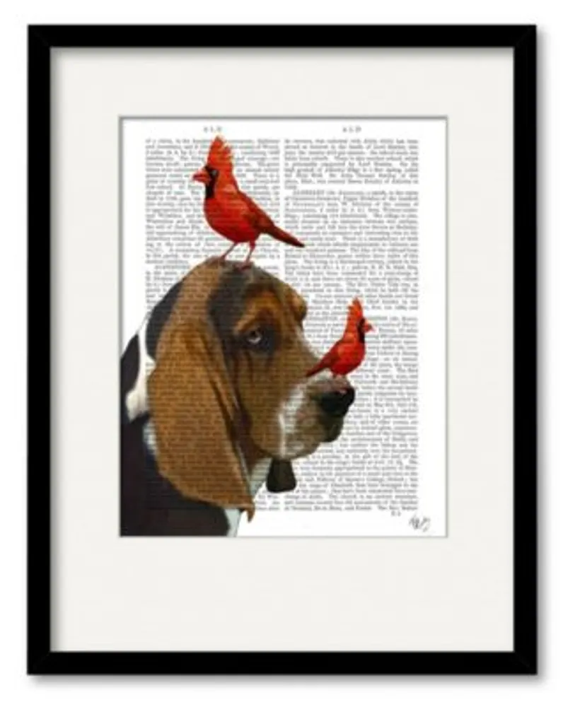 Courtside Market Basset Hound Birds Framed Matted Art Collection