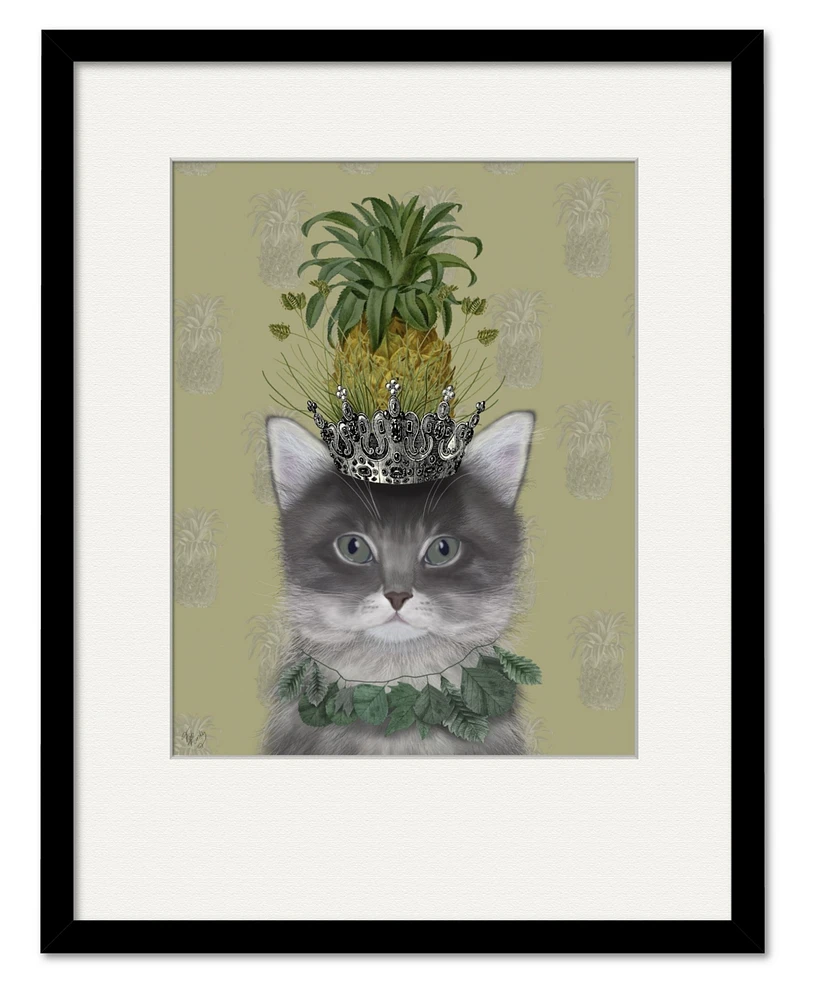 Courtside Market Cat, Pineapple Puss 16" x 20" Framed and Matted Art