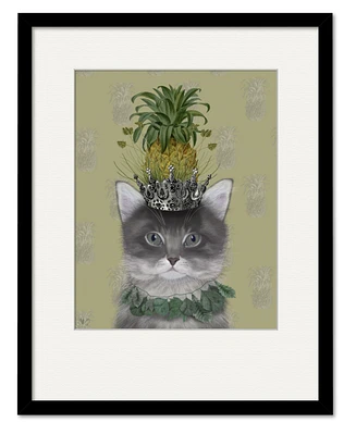 Courtside Market Cat, Pineapple Puss 16" x 20" Framed and Matted Art