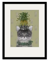 Courtside Market Cat, Pineapple Puss 16" x 20" Framed and Matted Art