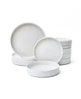 222 Fifth Kaden White 12 Piece Porcelain Dinnerware Set