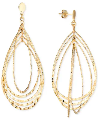 Textured Multi-Teardrop Drop Earrings in 14k Gold-Plated Sterling Silver