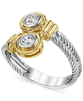 Diamond Twist Ring (1/3 ct. t.w.) in 14k White & Yellow Gold - Two