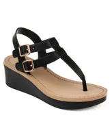 Journee Collection Women's Bianca Double Buckle Platform Wedge Sandals