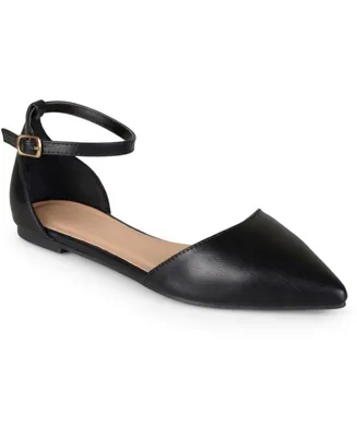 Journee Collection Women's Reba Ankle Strap Pointed Toe Flats